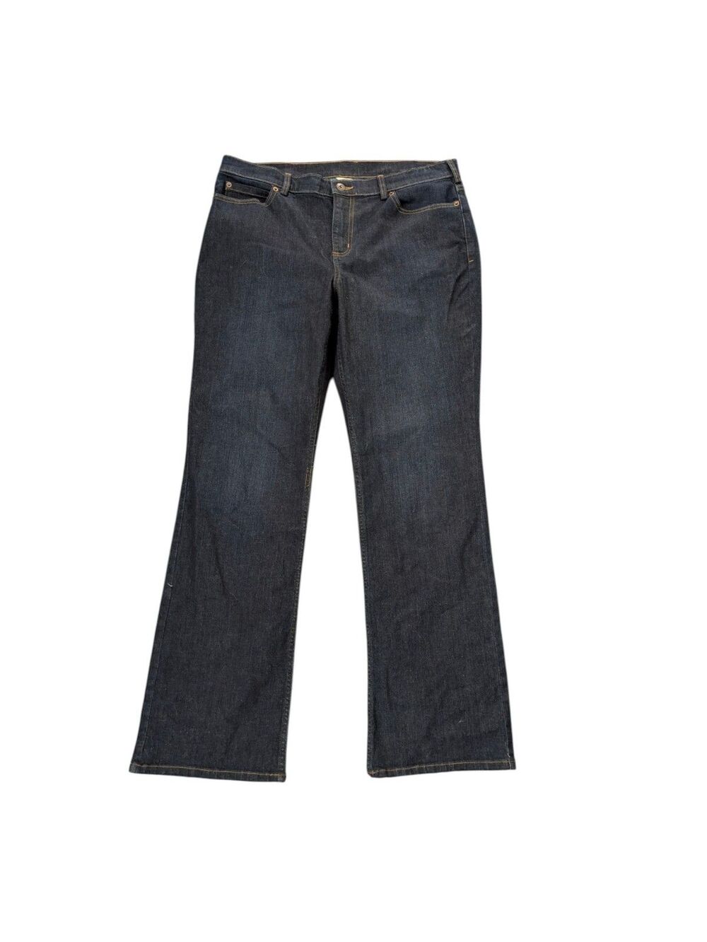 Duluth Trading Jeans Womens 14x33 Blue Straight Fit Stretch Dark Wash Denim